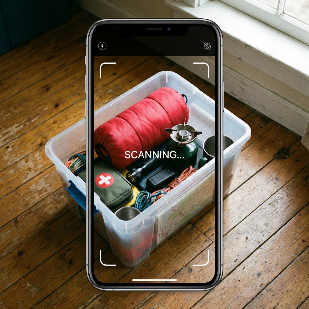 Tote filled with camping gear